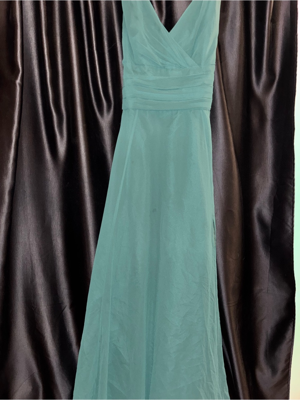 V-Neck emerald Chiffon Evening Dress
